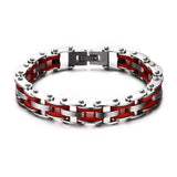Bracelet Chaîne de Moto Rouge en Acier Inoxydable et en Silicone Ibrahim