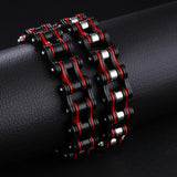 Bracelet Chaîne de Moto Rouge et Noir en Acier - Mon Bracelet Homme