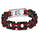 Bracelet Chaîne de Moto Rouge et Noir en Acier - Mon Bracelet Homme