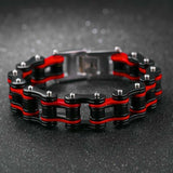 Bracelet Chaîne de Moto Rouge et Noir en Acier - Mon Bracelet Homme