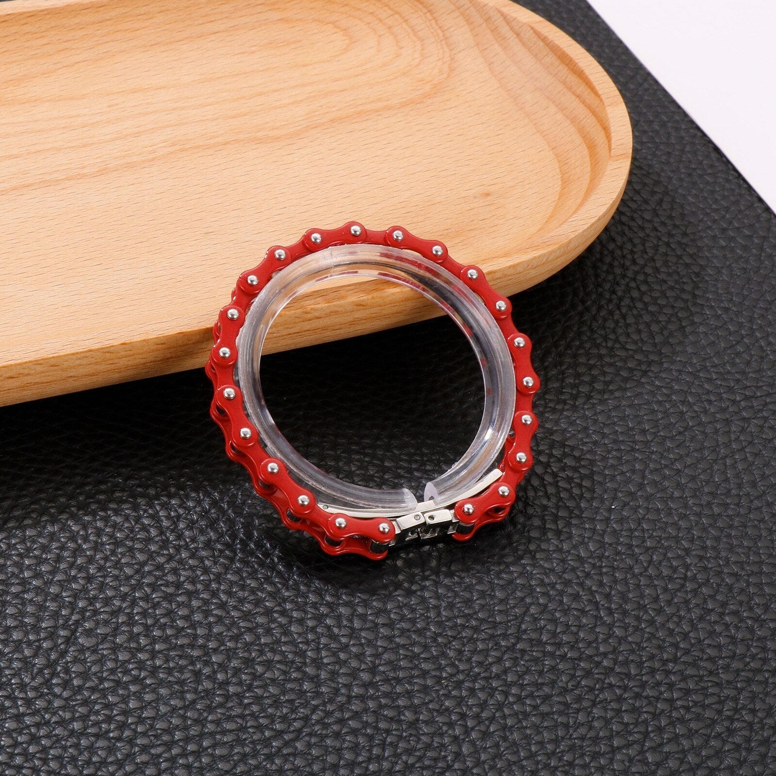 Bracelet Chaîne de Moto Rouge Minimaliste Ellis - Mon Bracelet Homme
