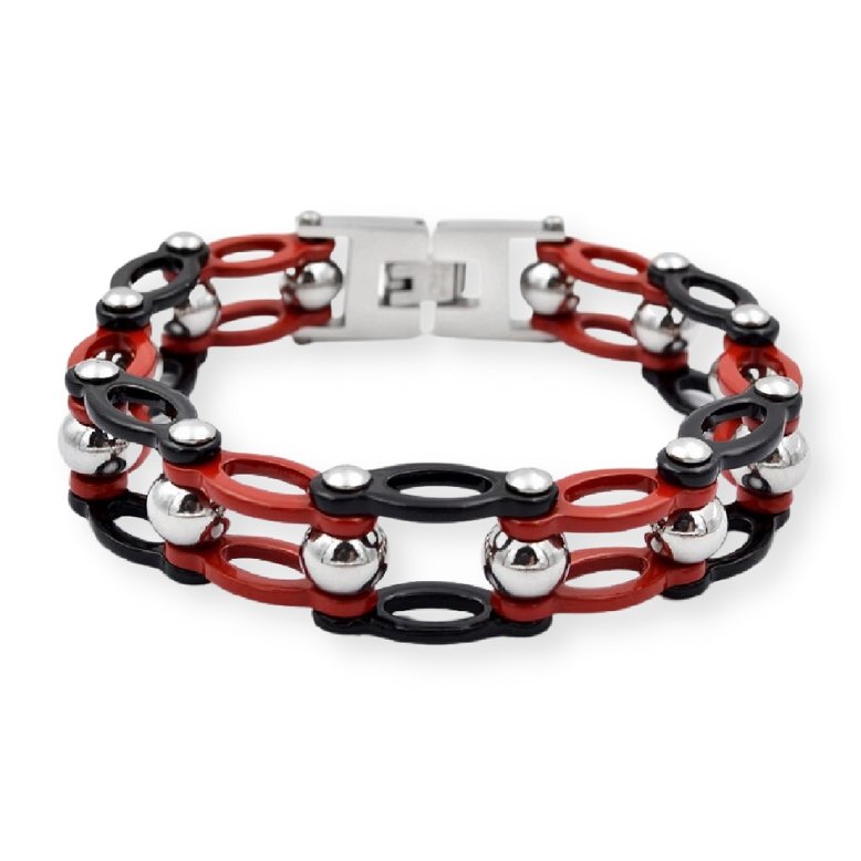 Bracelet Chaîne de Moto Rouge Original en Acier Inoxydable pour Homme Dawson - Mon Bracelet Homme