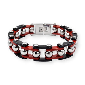 Bracelet Chaîne de Moto Rouge Original en Acier Inoxydable Rodney - Mon Bracelet Homme