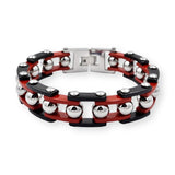 Bracelet Chaîne de Moto Rouge Original en Acier Inoxydable Rodney