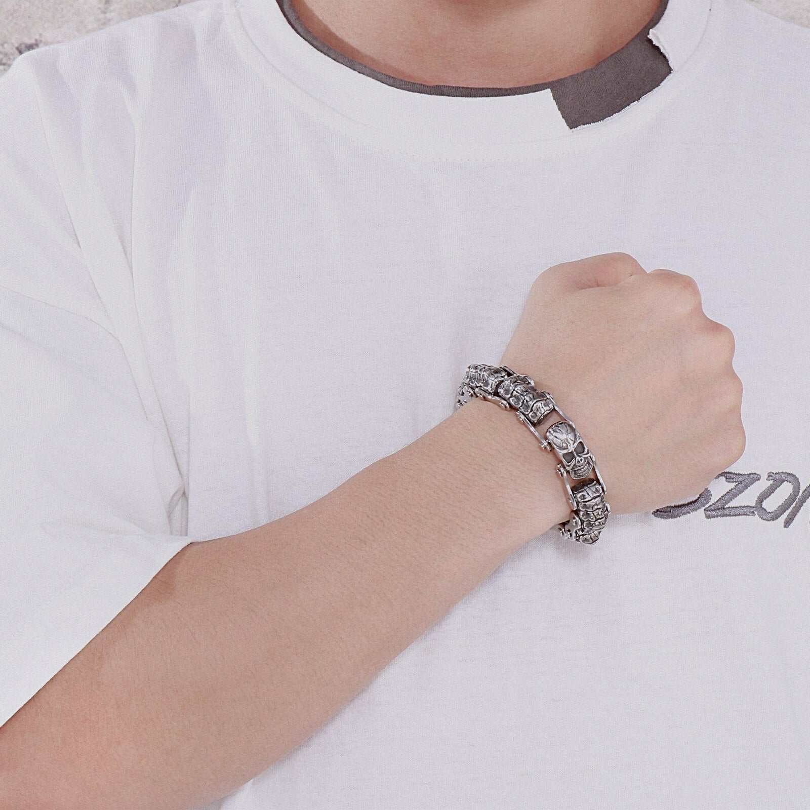 Bracelet Chaîne de Moto Squelette en Acier Inoxydable John - Mon Bracelet Homme