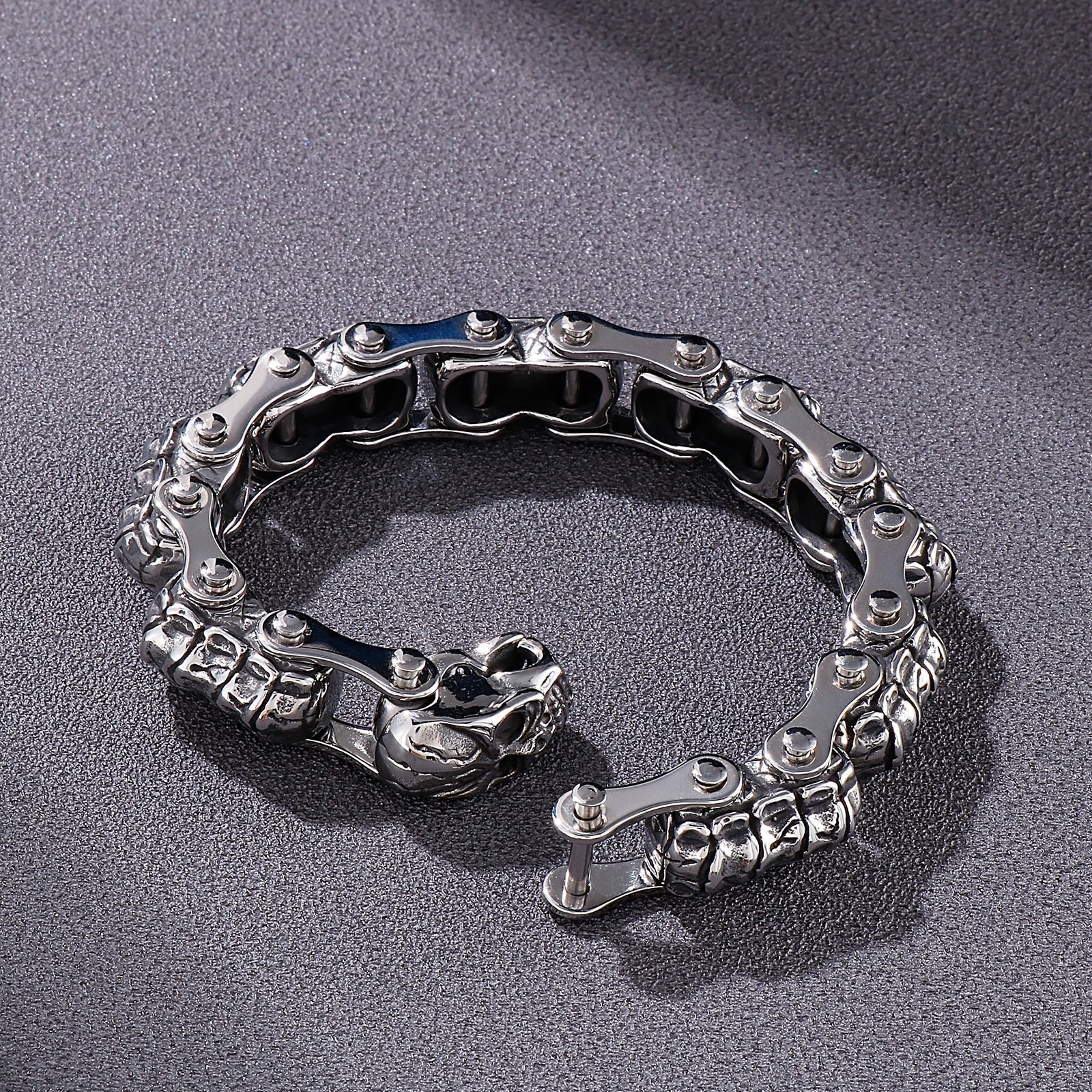 Bracelet Chaîne de Moto Squelette en Acier Inoxydable John - Mon Bracelet Homme
