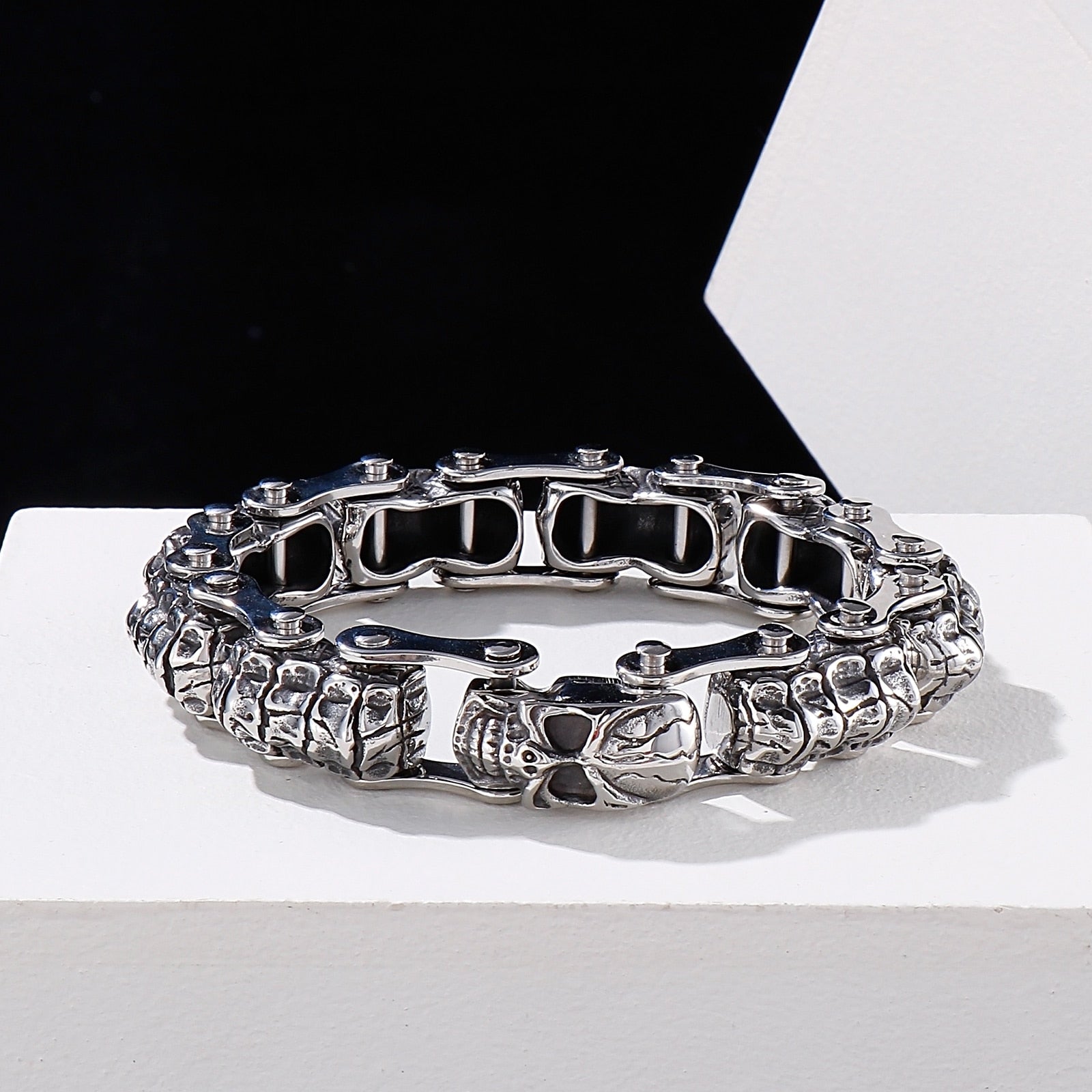 Bracelet Chaîne de Moto Squelette en Acier Inoxydable John - Mon Bracelet Homme