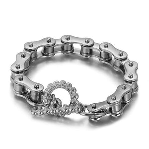 Bracelet Chaîne de Moto Style Punk en Acier Inoxydable Argenté - Mon Bracelet Homme
