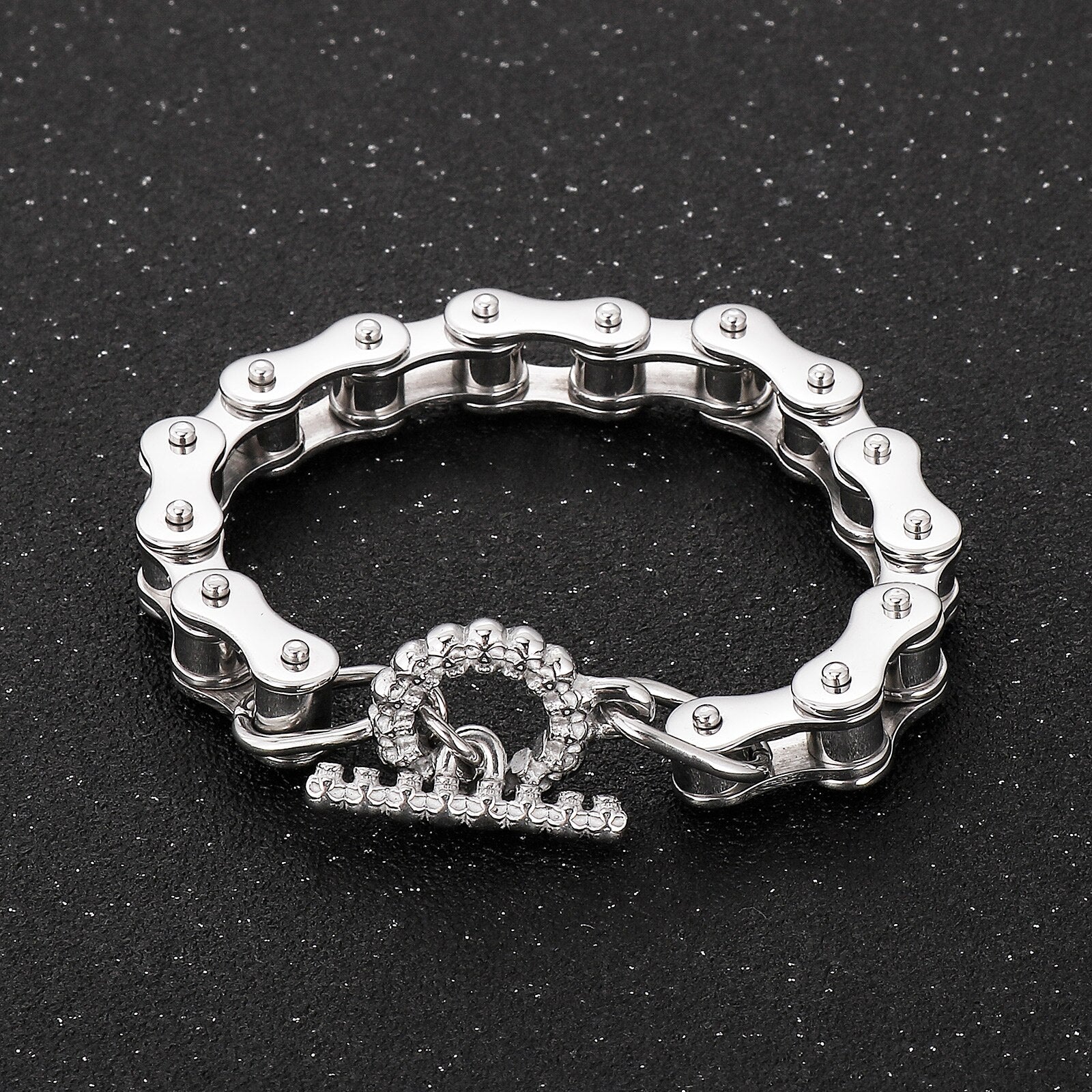 Bracelet Chaîne de Moto Style Punk en Acier Inoxydable Argenté - Mon Bracelet Homme