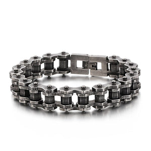 Bracelet Chaîne de Moto Style Rétro en Acier Inoxydable Noir - Mon Bracelet Homme