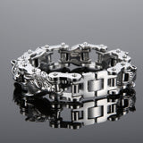 Bracelet Chaîne de Moto Tête de Loup en Acier Inoxydable Argenté - Mon Bracelet Homme