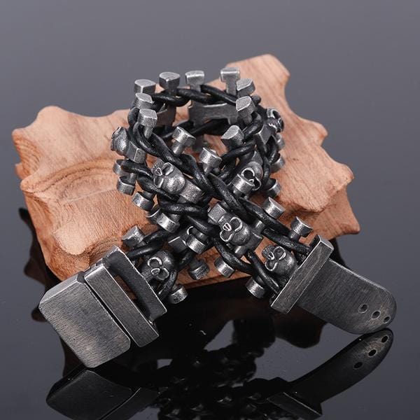 Bracelet Chaîne De Moto Tête De Mort Homme en Acier - Mon Bracelet Homme
