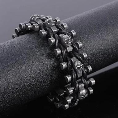 Bracelet Chaîne De Moto Tête De Mort Homme en Acier - Mon Bracelet Homme