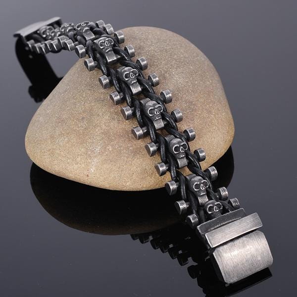 Bracelet Chaîne De Moto Tête De Mort Homme en Acier - Mon Bracelet Homme