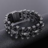 Bracelet Chaîne De Moto Tête De Mort Homme en Acier - Mon Bracelet Homme