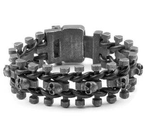 Bracelet Chaîne De Moto Tête De Mort Homme en Acier - Mon Bracelet Homme