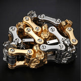 Bracelet Chaîne de Moto Têtes de Lion en Acier - Mon Bracelet Homme