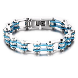 Bracelet Chaîne de Moto Turquoise en Acier Inoxydable et en Zircon Ander - Mon Bracelet Homme