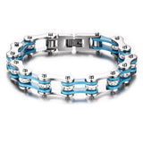 Bracelet Chaîne de Moto Turquoise en Acier Inoxydable et en Zircon Ander - Mon Bracelet Homme