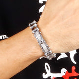 Bracelet Chaîne de Moto Vintage en Acier Inoxydable Argenté Quentin - Mon Bracelet Homme
