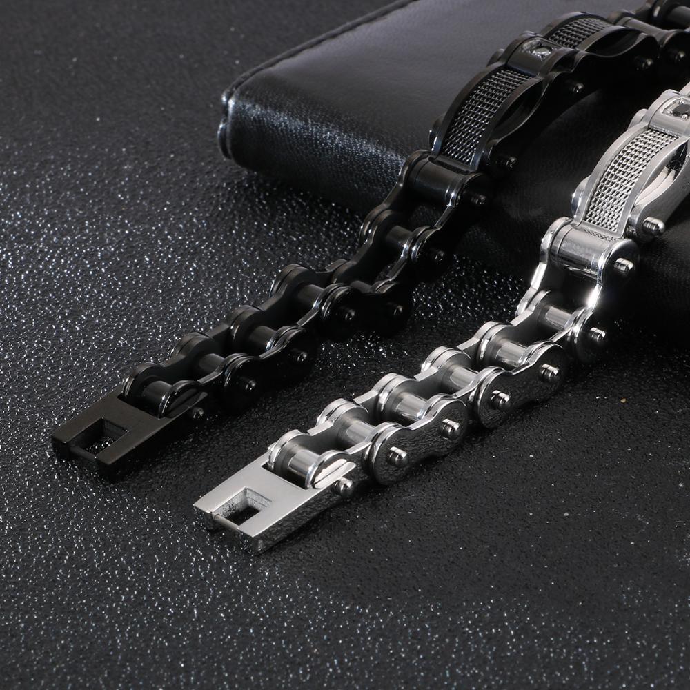 Bracelet Chaîne de Moto Vintage en Acier Inoxydable Noir Colby - Mon Bracelet Homme