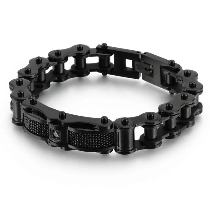 Bracelet Chaîne de Moto Vintage en Acier Inoxydable Noir Colby - Mon Bracelet Homme