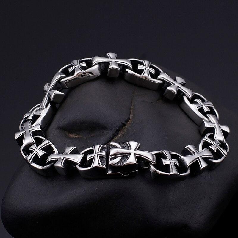 Bracelet Chaîne Homme Croix Vintage en Acier - Mon Bracelet Homme