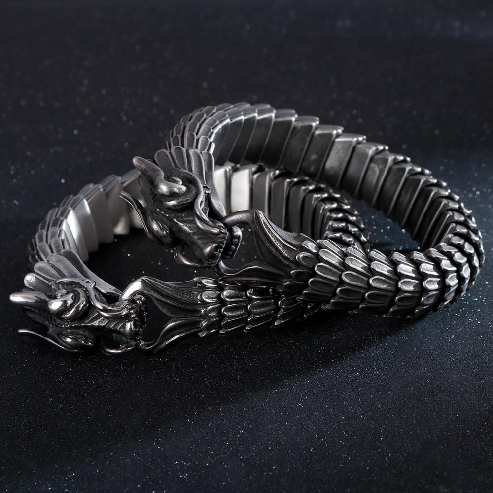 Bracelet Chaîne Homme Dragon en Acier - Mon Bracelet Homme