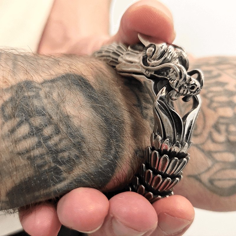 Bracelet Chaîne Homme Dragon en Acier - Mon Bracelet Homme