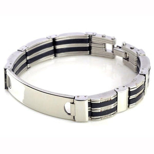 Bracelet Chaîne Homme Plaque Argentée en Acier - Mon Bracelet Homme