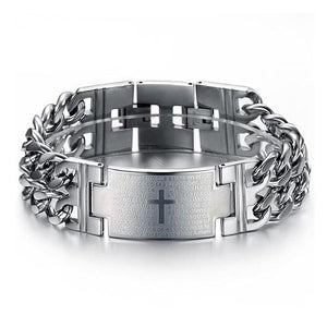 Bracelet Chaîne Large Croix Homme en Acier - Mon Bracelet Homme