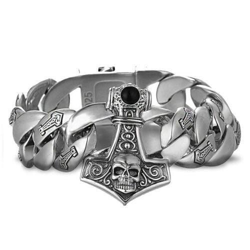 Bracelet Chaîne Luxe Tête de Mort en Argent - Mon Bracelet Homme