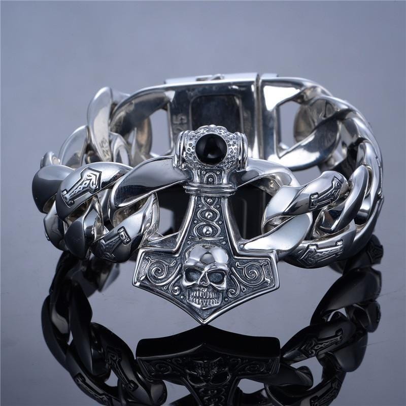 Bracelet Chaîne Luxe Tête de Mort en Argent - Mon Bracelet Homme