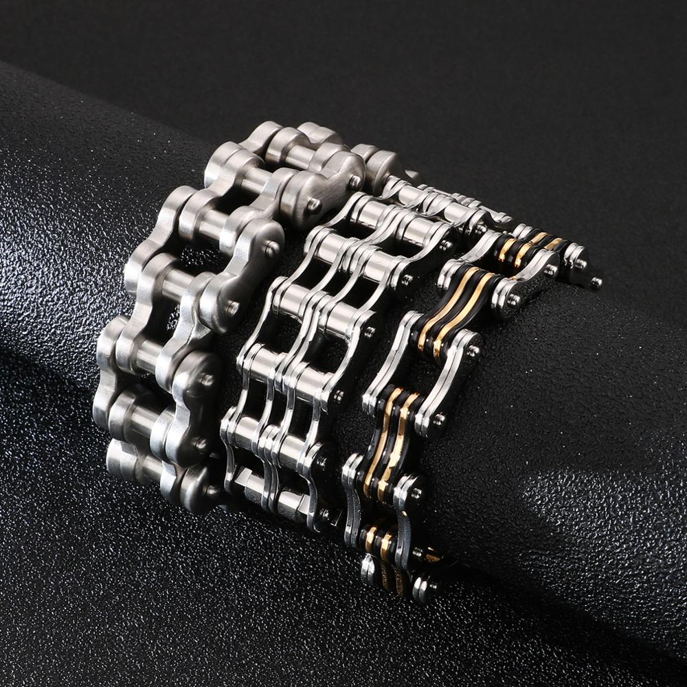 Bracelet Chaîne Moto Homme Noir et Doré Jaylen - Mon Bracelet Homme