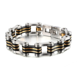 Bracelet Chaîne Moto Homme Noir et Doré Jaylen - Mon Bracelet Homme