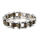 Bracelet Chaîne Moto Homme Noir et Doré Jaylen - Mon Bracelet Homme