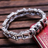 Bracelet Chaine Moto Tête De Mort Argent - Mon Bracelet Homme