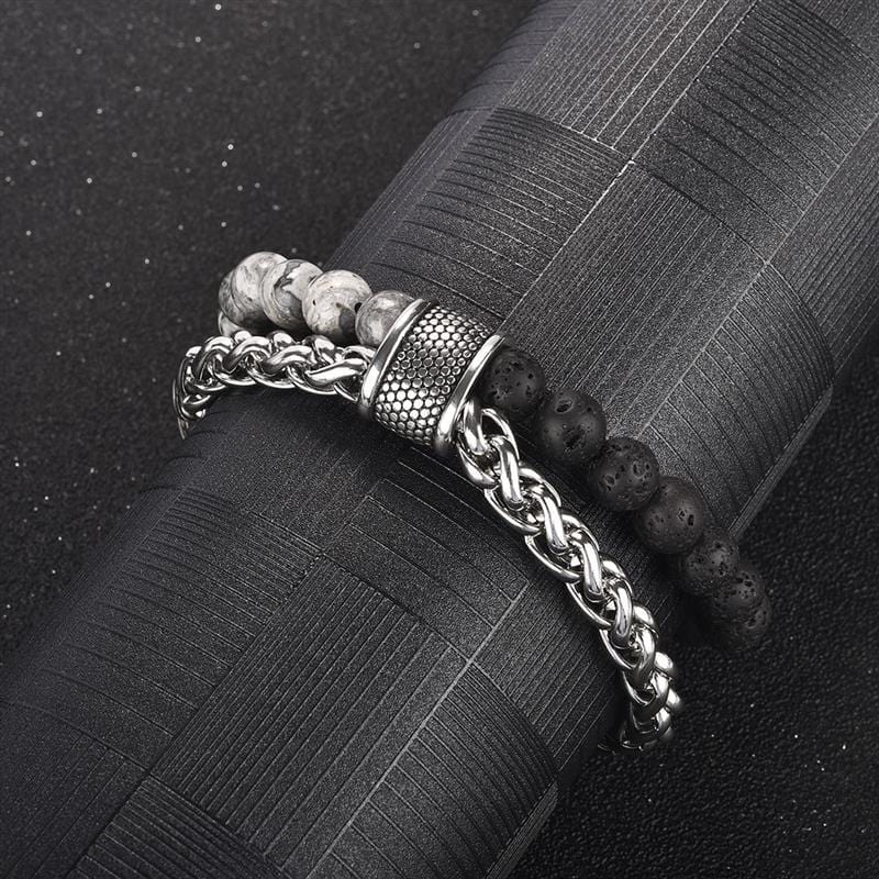 Bracelet Chaîne Pierre Naturelle en Acier - Mon Bracelet Homme