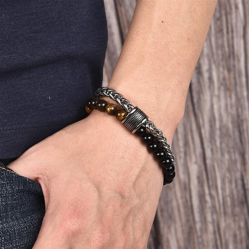 Bracelet Chaîne Pierre Naturelle en Acier - Mon Bracelet Homme