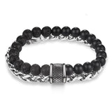 Bracelet Chaîne Pierre Naturelle en Acier - Mon Bracelet Homme