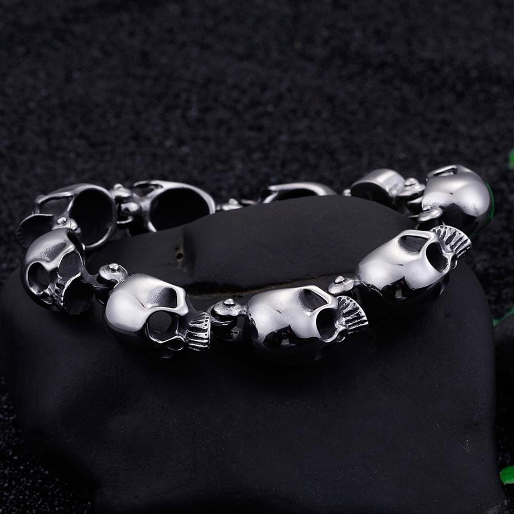 Bracelet Chaîne Tête de Mort en Acier - Mon Bracelet Homme