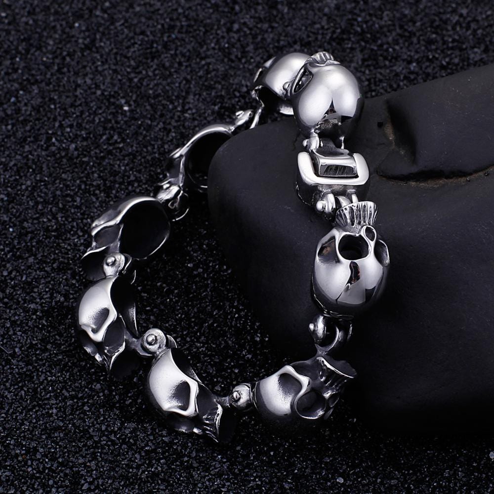 Bracelet Chaîne Tête de Mort en Acier - Mon Bracelet Homme