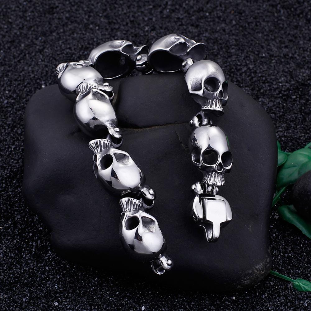 Bracelet Chaîne Tête de Mort en Acier - Mon Bracelet Homme