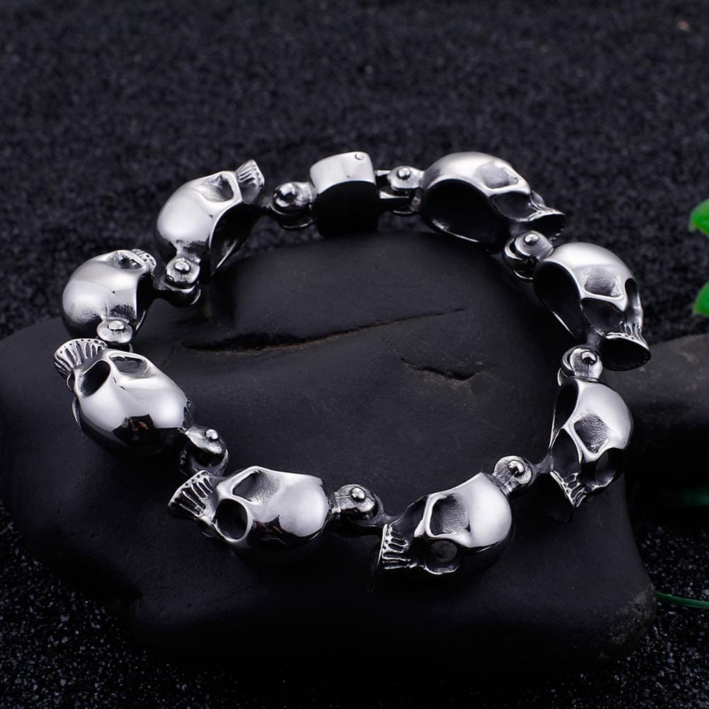 Bracelet Chaîne Tête de Mort en Acier - Mon Bracelet Homme