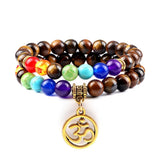 Bracelet Chakra Homme En Oeil de Tigre avec Symbole Bouddhiste Aum Doré - Mon Bracelet Homme