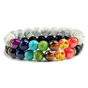 Bracelet Chakra Homme En Perles Blanc et Noir - Mon Bracelet Homme