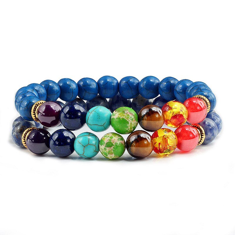 Bracelet Chakra Homme En Perles Bleu Duo - Mon Bracelet Homme