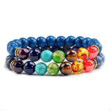 Bracelet Chakra Homme En Perles Bleu Duo
