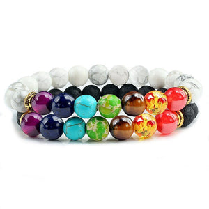 Bracelet Chakra Homme En Perles Duo Noir et Blanc - Mon Bracelet Homme