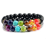 Bracelet Chakra Homme En Perles Noir et Gris